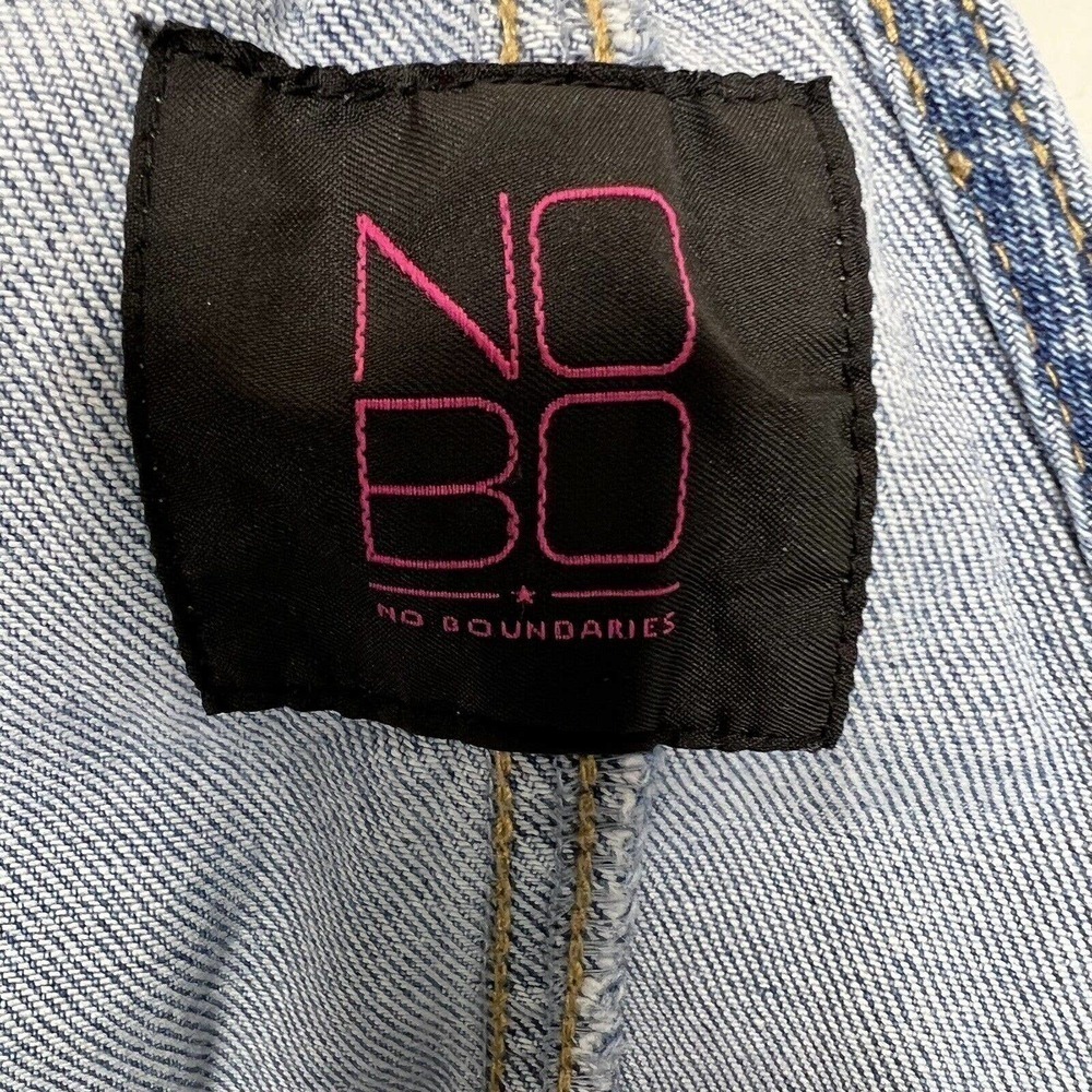 NOBO Junior's Blue Rolled Cuff Stretch Cotton Denim Jean Short Overalls XXL - Picture 5 of 9